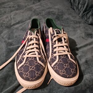 Gucci Men's Navy and Tan Monogram Sneakers